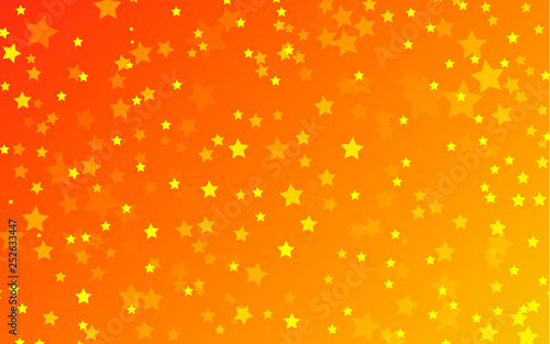 Red gradient The background is strewn with yellow stars. Chaotic translucent five-pointed stars. Vector eps