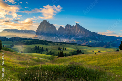 Beautiful landscape of Alpe di siusi in Dolomite  Italy in the morning