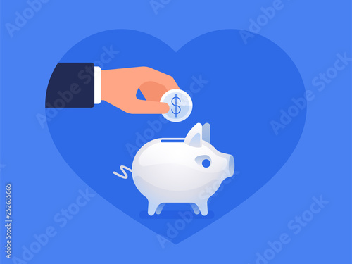 Healthcare and medical donation. Concept of Care and Love. Vector flat illustration