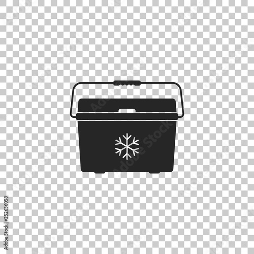 Cooler bag icon isolated on transparent background. Portable freezer bag. Handheld refrigerator. Flat design. Vector Illustration