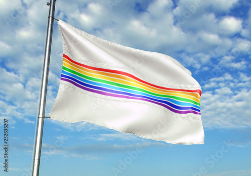 Jewish Autonomous Oblast region of Russia flag waving 3D illustration photo