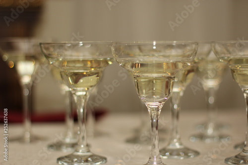 Empty wine glasses on a table