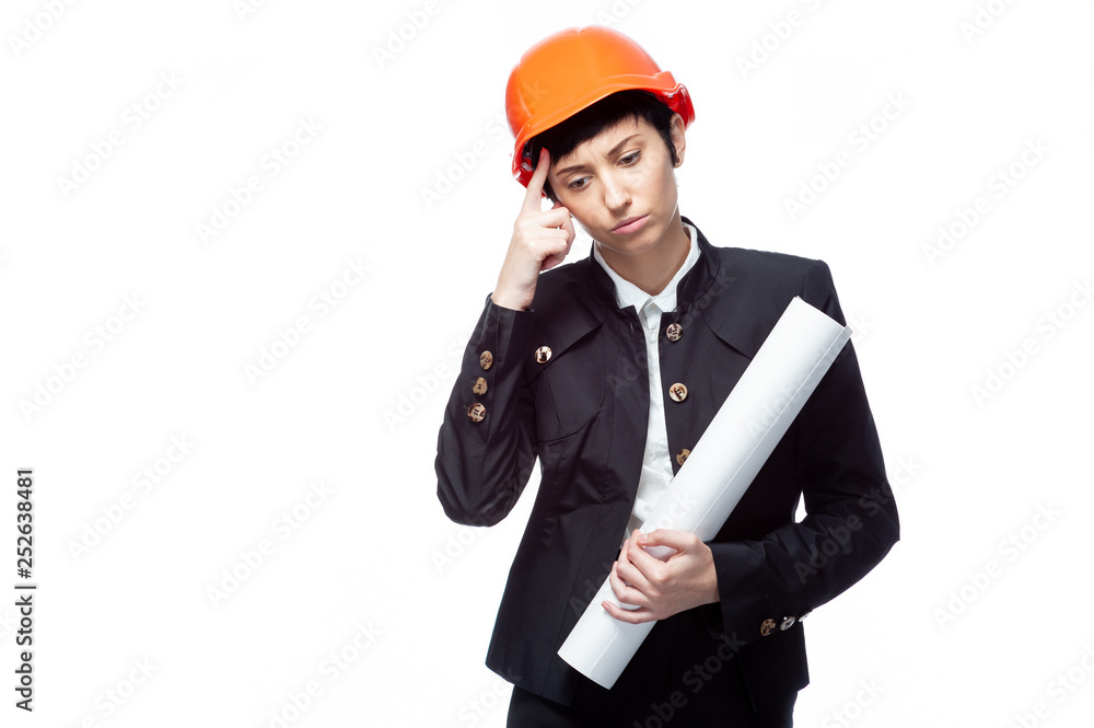Woman architect with drawings Woman architect with drawings