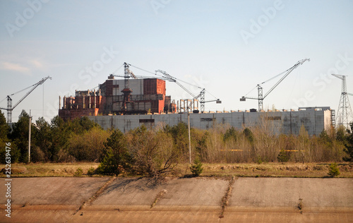 View of an unfinished building of a block of the Chernobyl Nuclear Power Plant 