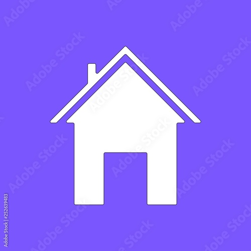 Home icon isolated on violet background. White symbol for your design. Vector illustration, easy to edit.