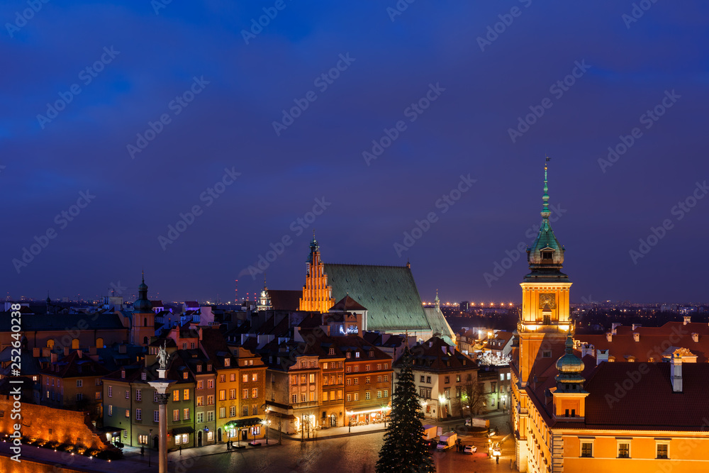 City of Warsaw by Night in Poland