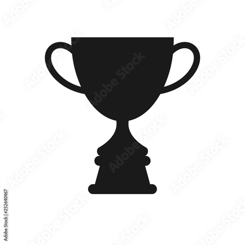champion trophy cup black icon. Vector winner symbol