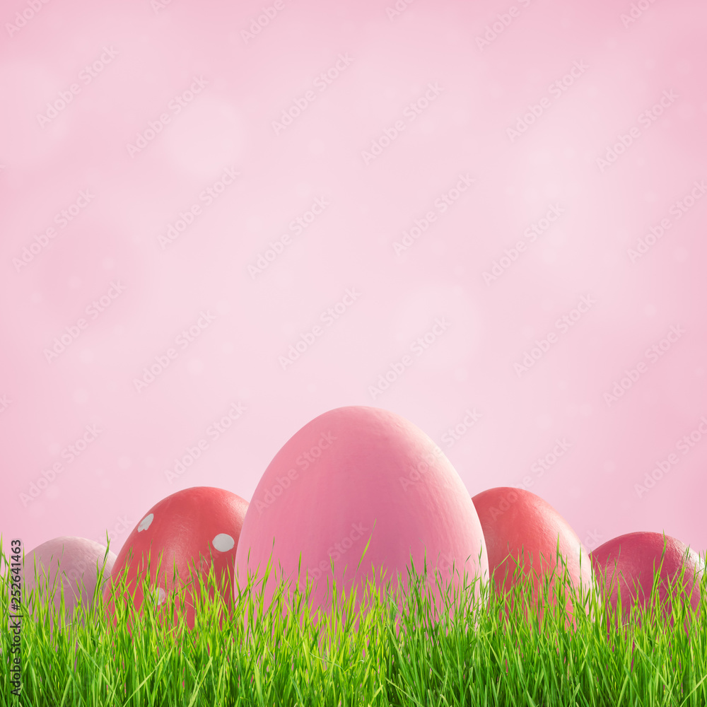 Painted eggs and colorful backdrop