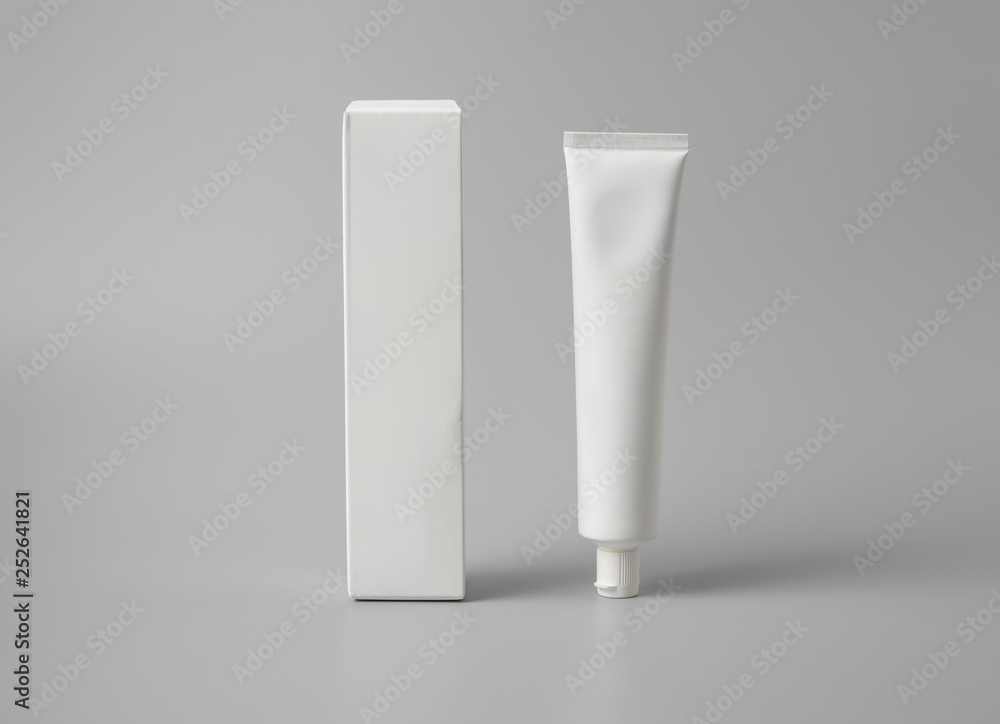 Blank tube with box mock up design for toothpaste Blank tube with box mock up design for toothpaste