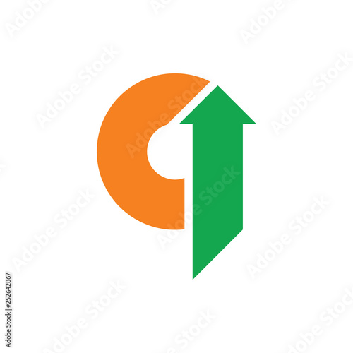 abstract letters q geometric arrow logo vector