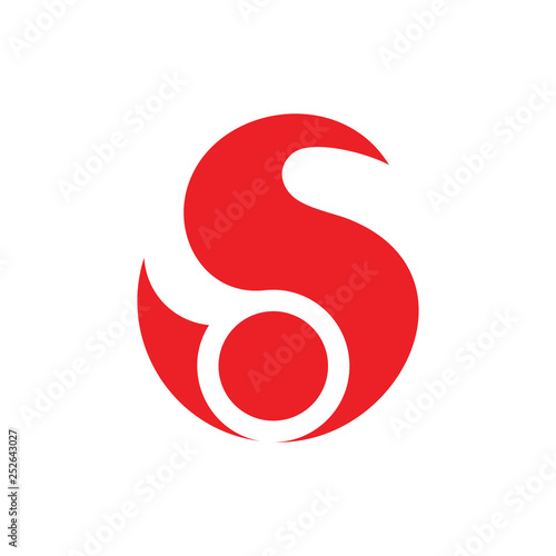 letter s circle red flame design logo