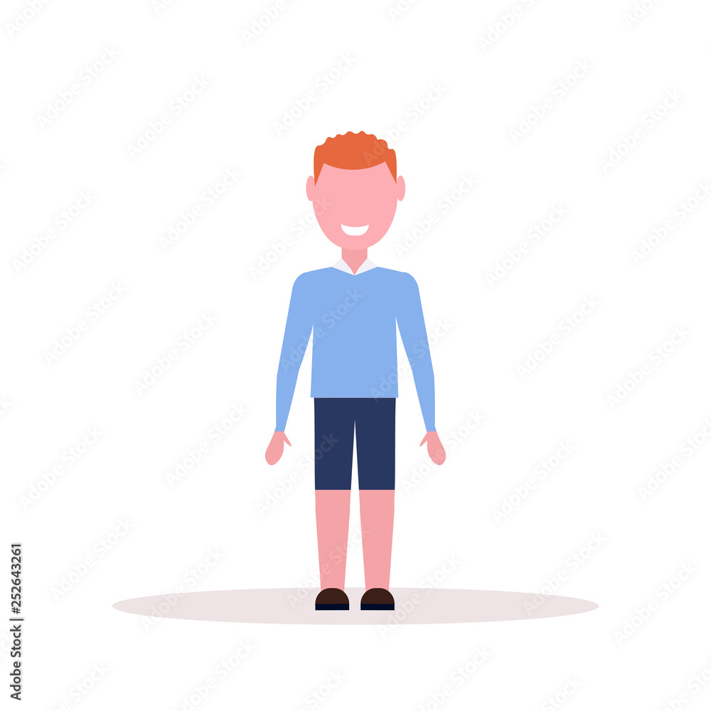 Happy Redhead Boy Standing Pose Little Child Male Cartoon Character