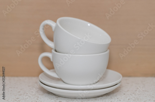 White coffee cup on the table - - Image