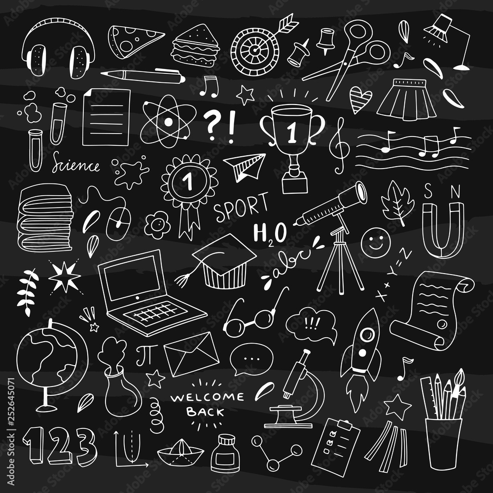 back-to-school-hand-drawn-illustrations-on-black-background