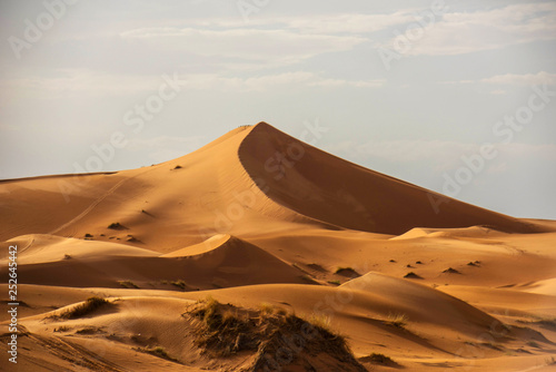 The beauty of the sand dunes in the Sahara Desert in Morocco.