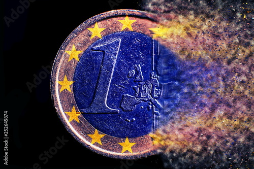 one broken euro coin isolated close up photo