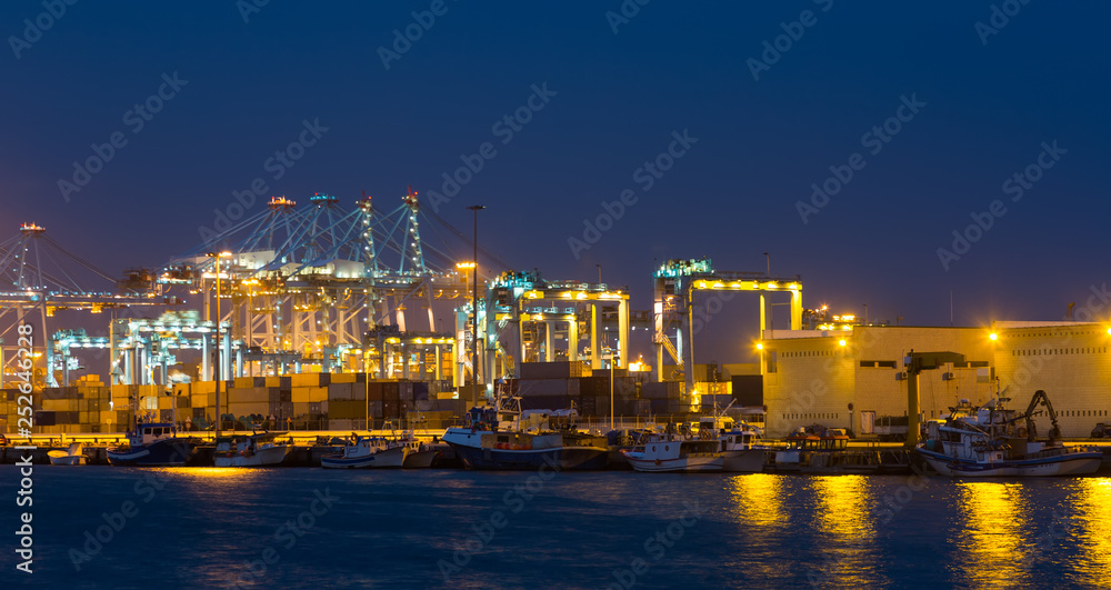 argo port in  night. Algeciras