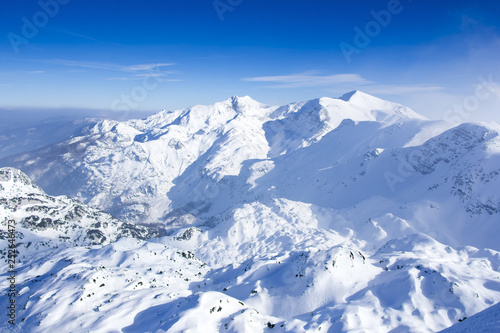 Panoramic view of the snowy mountains © smuki