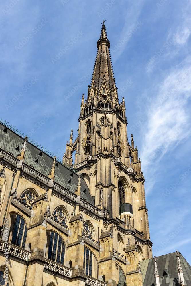 City views of the state capital Linz Austria with churches, cathedral, mountain Pöhlberg