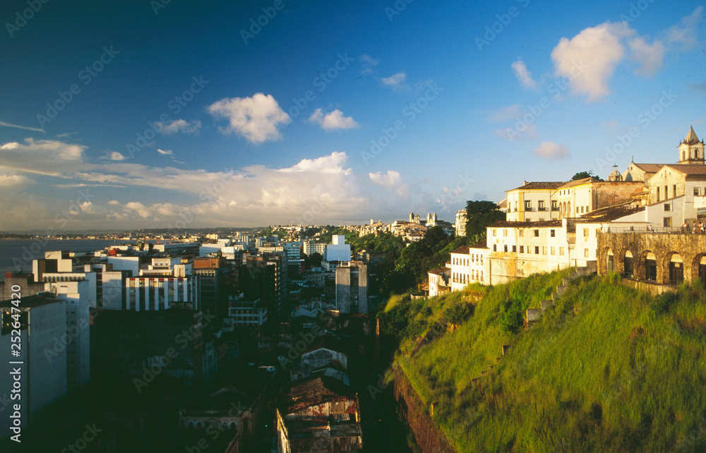 The view from the Unesco World Heritage Pelourinho down to lower town in Salvador de Bahia