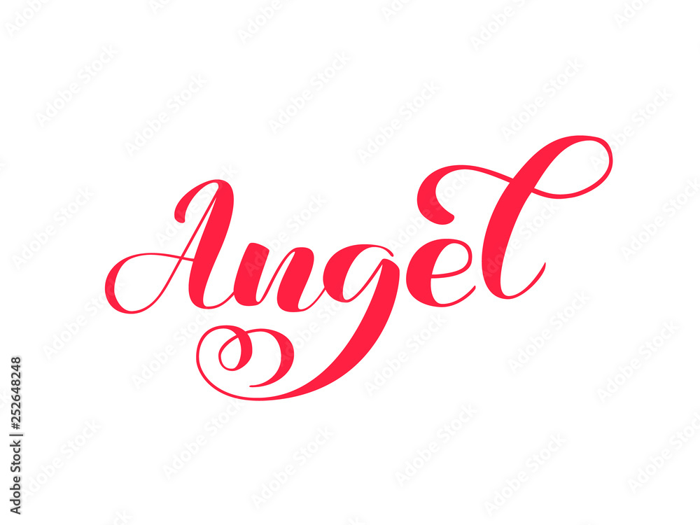 Angel brush lettering for clothes or poster. Vector illustration Angel brush lettering for clothes or poster. Vector illustration