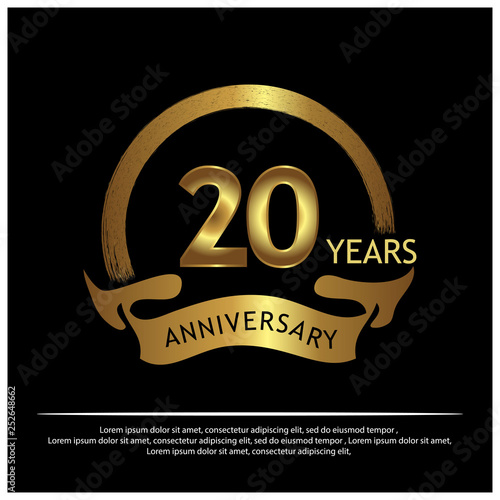 20 years anniversary golden. anniversary template design for web, game ,Creative poster, booklet, leaflet, flyer, magazine, invitation card - Vector