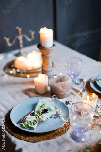 table setting with candles