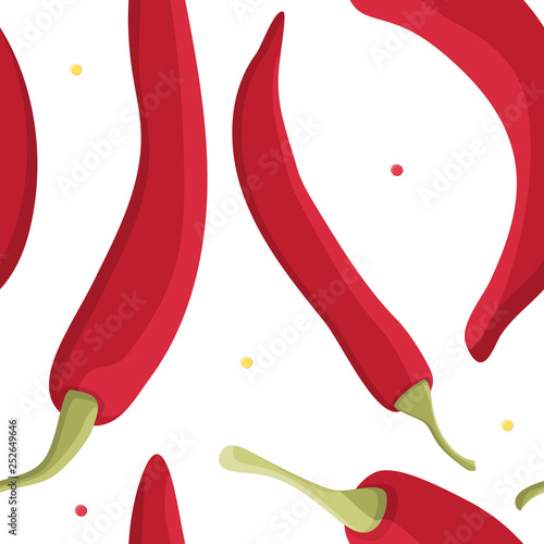 Seamless pattern with chili peppers for fabric, printing, advertising. Background layout for for various promotional products. Vector illustration.