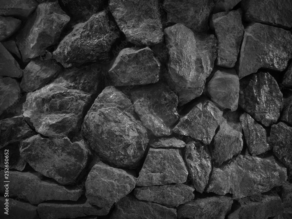 Black Background of stone wall texture Black Background of stone wall texture