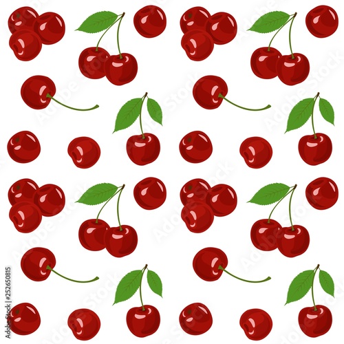 Cherry Raster illustration. Cherry background. Seamless pattern.