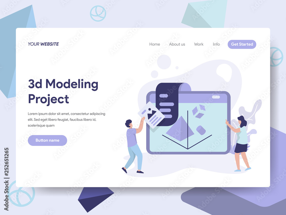 Landing page template of 3D Printing Modeling Illustration Concept. Isometric flat design concept of web page design for website and mobile website.Vector illustration Landing page template of 3D Printing Modeling Illustration Concept. Isometric flat design concept of web page design for website and mobile website.Vector illustration