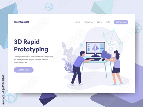Landing page template of 3d Rapid Prototyping Illustration Concept. Isometric flat design concept of web page design for website and mobile website.Vector illustration © Silvia