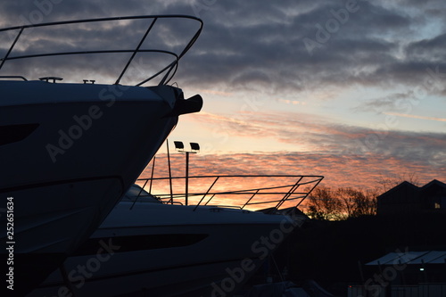 sunset in boat yards