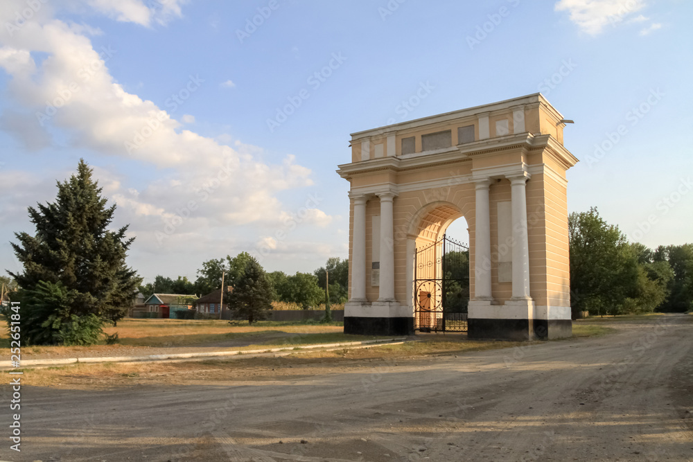Ancient Russian gate in the village