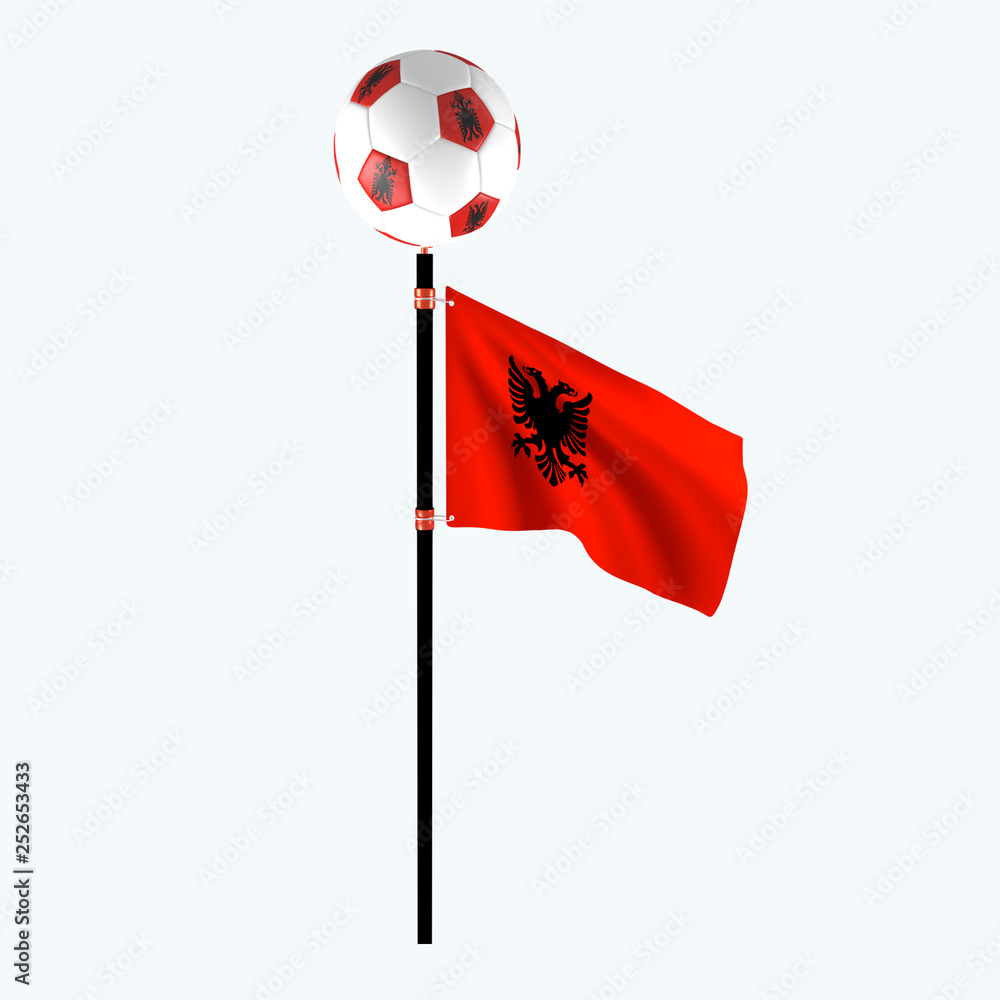 3D rendered country flag with soccerball