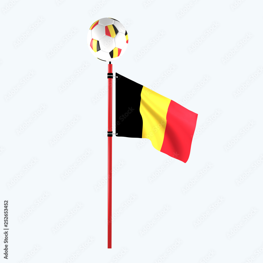 3D rendered country flag with soccerball