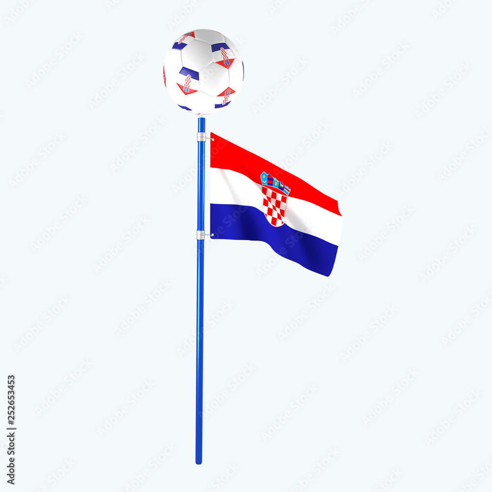 3D rendered country flag with soccerball