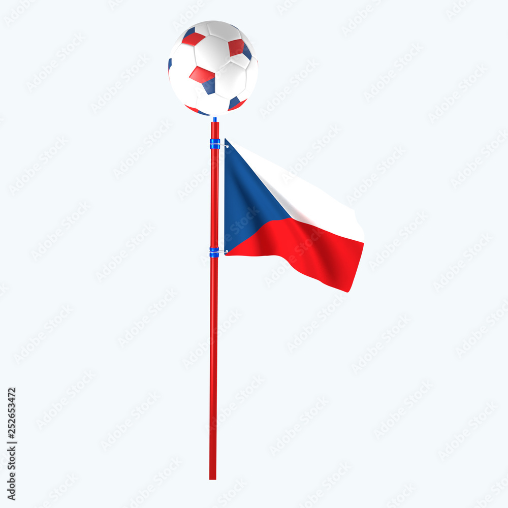 3D rendered country flag with soccerball