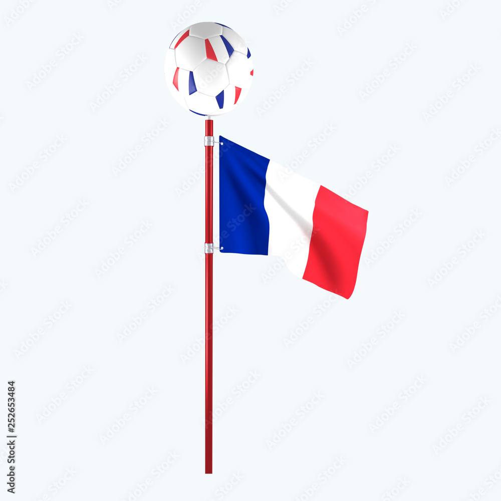 3D rendered country flag with soccerball