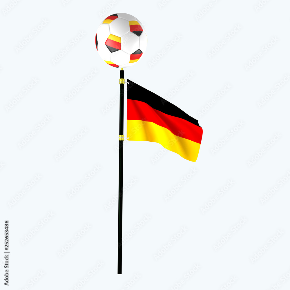 3D rendered country flag with soccerball