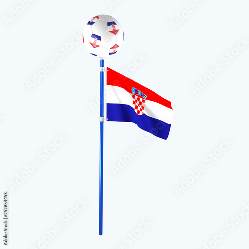 3D rendered country flag with soccerball