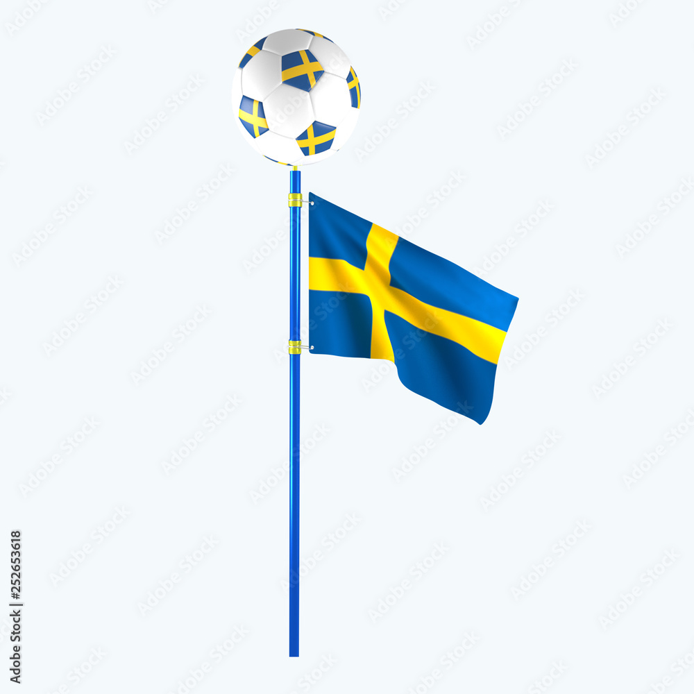 3D rendered country flag with soccerball