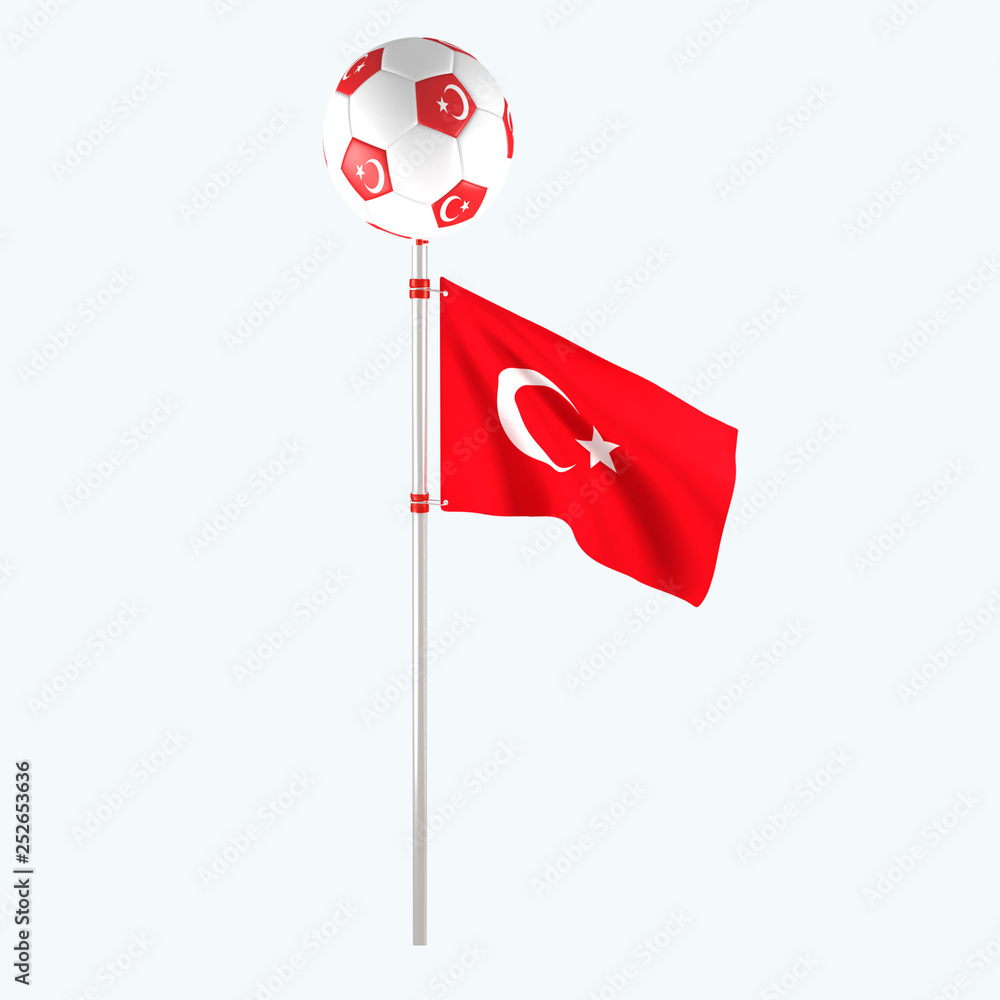 3D rendered country flag with soccerball