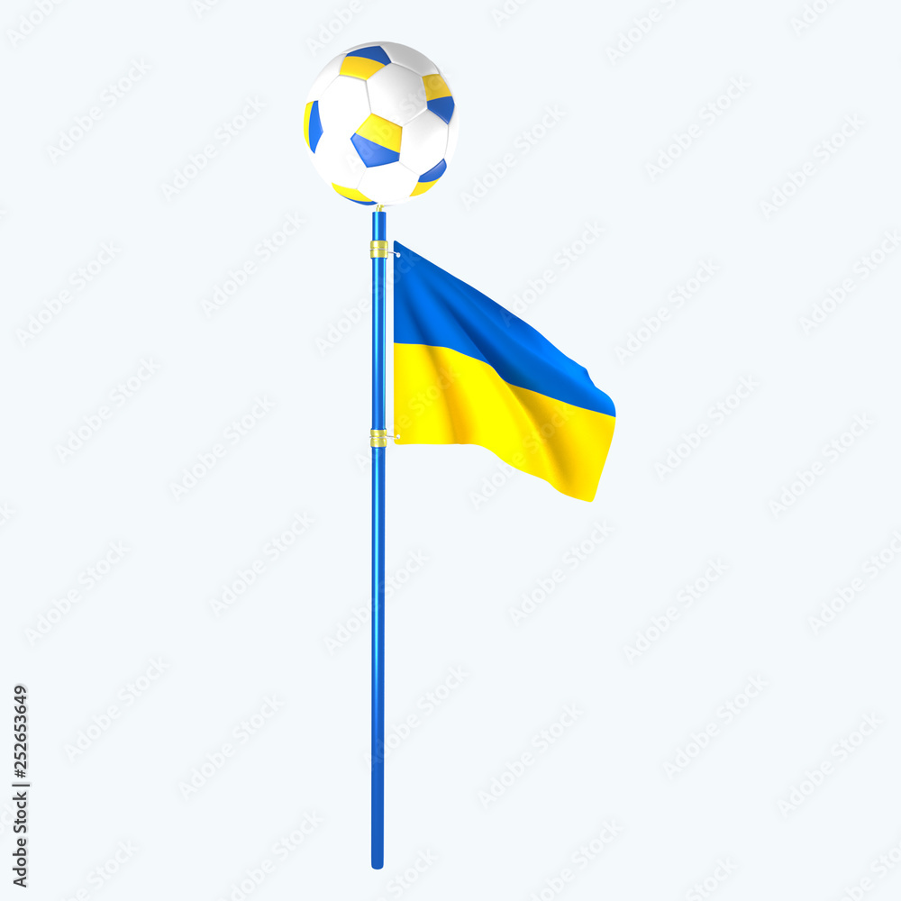 3D rendered country flag with soccerball