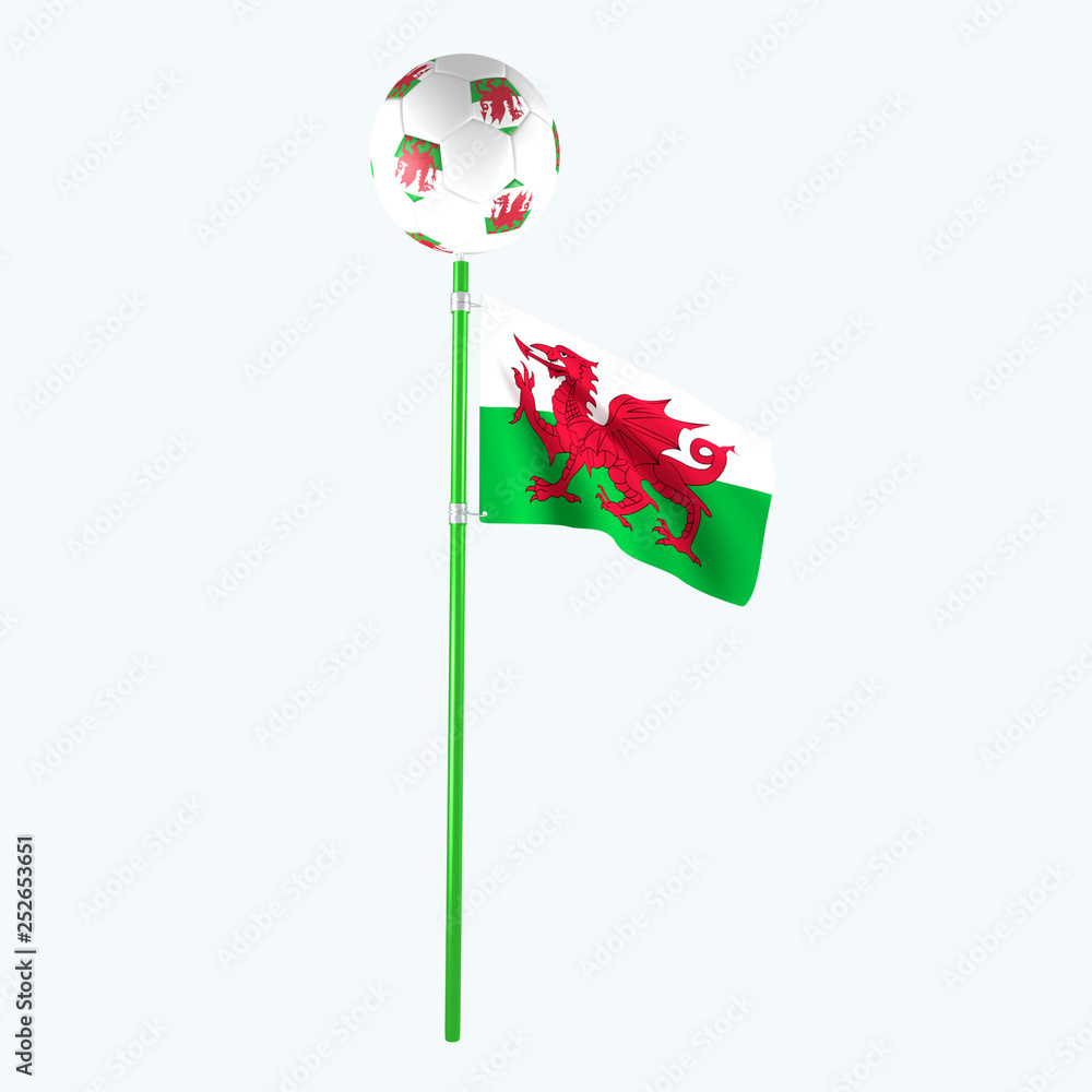 3D rendered country flag with soccerball