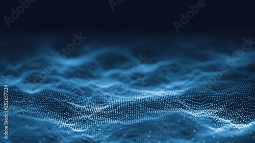 3d abstract digital technology background. Futuristic sci-fi user interface concept with gradient dots and lines. Big data, artificial intelligence, music hud. Blockchain and cryptocurrency