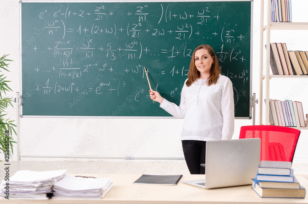 Female math teacher in the classroom Female math teacher in the classroom