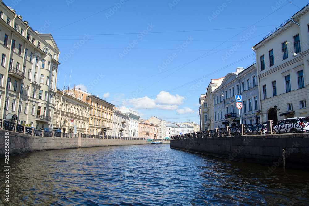 Fototapeta premium View of buildings, streets, bridges, rivers and canals of St. Petersburg, Russia.