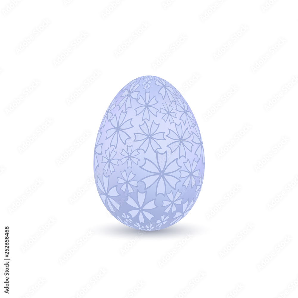 Easter egg 3D icon. Blue color egg, isolated white background. Pastel flower design, realistic decoration Happy Easter celebration. Holiday element. Shiny pattern. Spring symbol. Vector illustration Easter egg 3D icon. Blue color egg, isolated white background. Pastel flower design, realistic decoration Happy Easter celebration. Holiday element. Shiny pattern. Spring symbol. Vector illustration