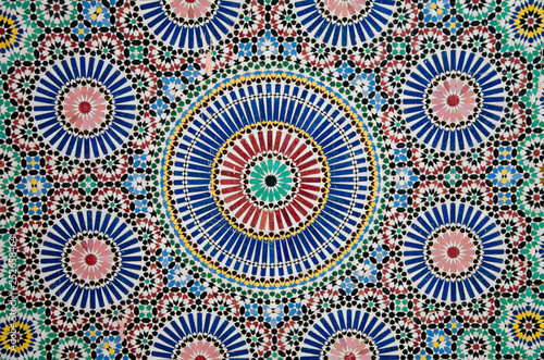 Colorful blue mosaics in Morocco